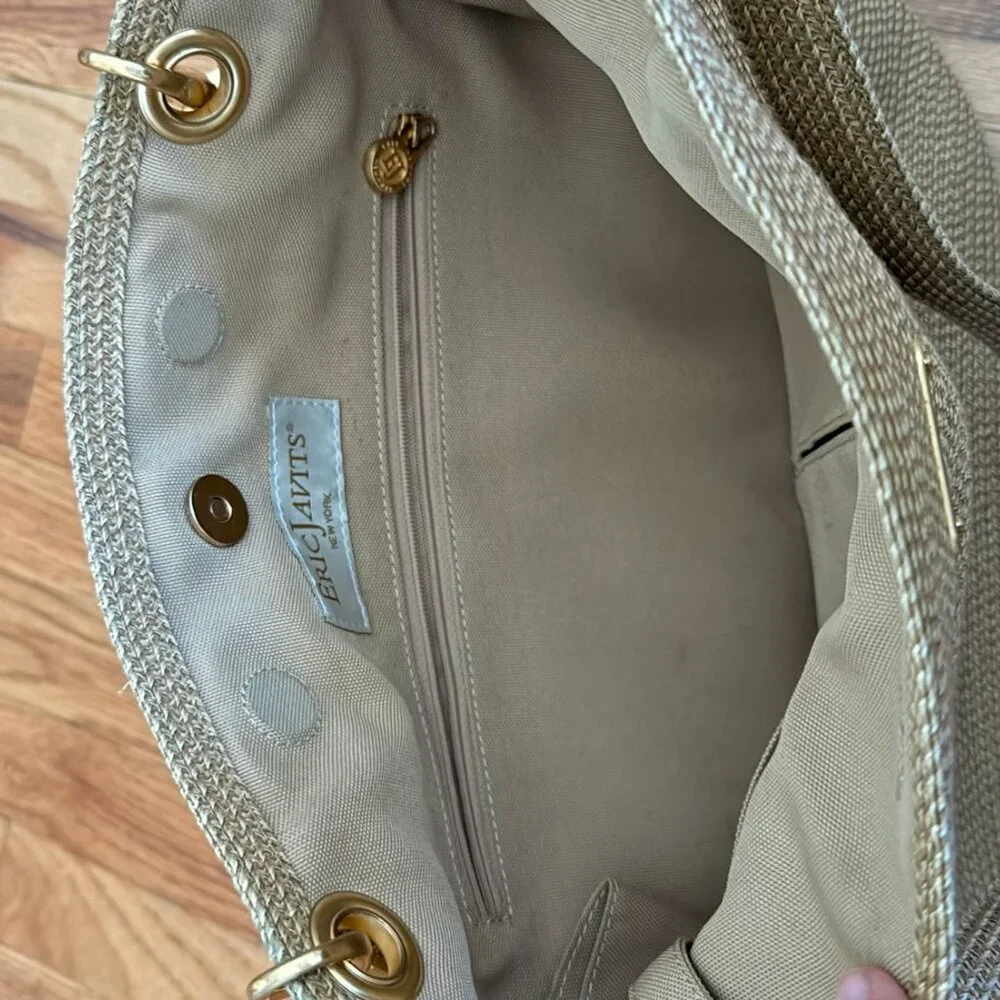 ERIC JAVITZ tan raffia shoulder bag - Picture 5 of 6